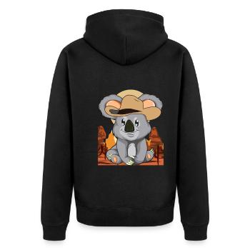 Animal Lover Cowboy Gift Koala Bear - Unisex Premium Organic Zip Hoodie - black - Back - Nico (187cm)