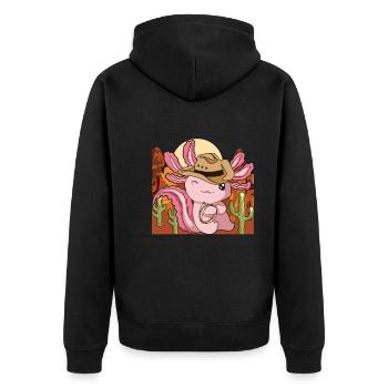 Animal Lover Cowboy Gift Axolotl - Unisex Premium Organic Zip Hoodie - black - Back - Nico (187cm)