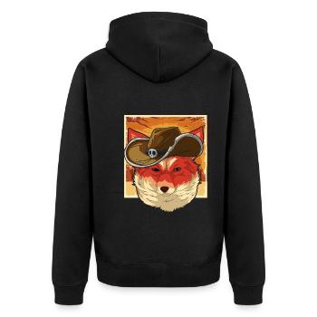 Animal Lover Cowboy Gift Fox - Unisex Premium Organic Zip Hoodie - black - Back - Nico (187cm)