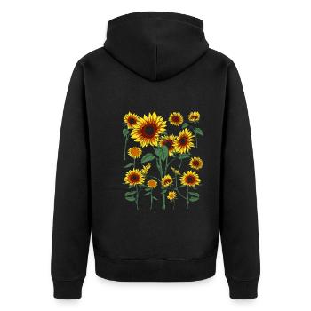 Natur Blume Gelbe Sonnenblume Geschenkidee Botanik - Unisex Premium Bio Zip Hoodie - Schwarz - Hinten - Nico (187cm)