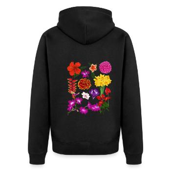 Bunte Wildblumen Garten Blume Geschenk Botanik - Unisex Premium Bio Zip Hoodie - Schwarz - Hinten - Nico (187cm)
