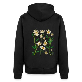 Garden Flowers Blossom Daisy Gift Botany - Unisex Premium Organic Zip Hoodie - black - Back - Nico (187cm)
