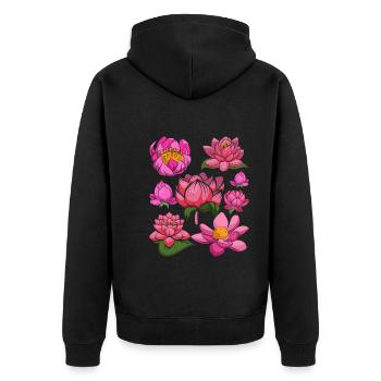 Jardin botanique Fleurs Lotus Cadeau Botanique - Veste à capuche bio Premium Unisexe - noir - Dos - Nico (187cm)