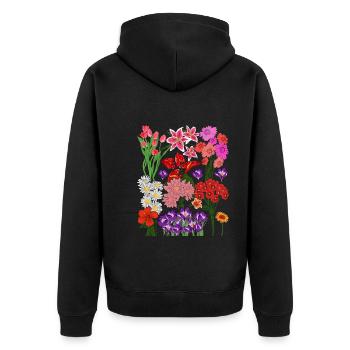 Wildblumen Bunte Blumen Blüten Geschenk Botanik - Unisex Premium Bio Zip Hoodie - Schwarz - Hinten - Nico (187cm)