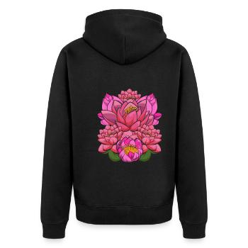Botanist Lotus Blossoms Gardener Gift Botany - Unisex Premium Organic Zip Hoodie - black - Back - Nico (187cm)