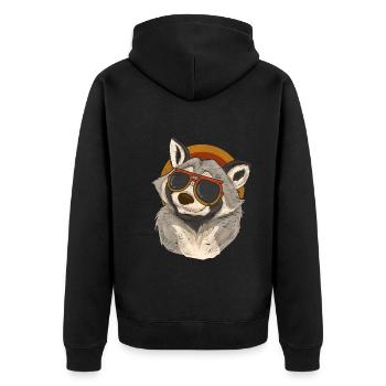 Coole Sonnenbrille Trash Panda Geschenk Waschbär - Unisex Premium Bio Zip Hoodie - Schwarz - Hinten - Nico (187cm)