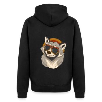 Animal Sunglasses Trash Panda Gift Raccoon - Unisex Premium Organic Zip Hoodie - black - Back - Nico (187cm)