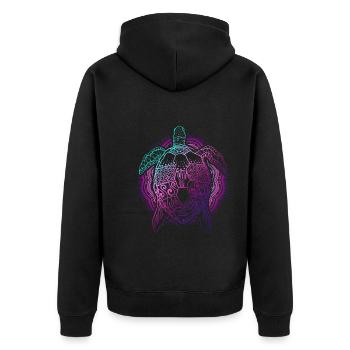 Farbenfrohes Ozean Tier Geschenk Schildkröte - Unisex Premium Bio Zip Hoodie - Schwarz - Hinten - Nico (187cm)