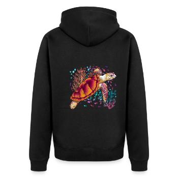 Cadeau animal de mer coloré Tortue animale - Veste à capuche bio Premium Unisexe - noir - Dos - Nico (187cm)