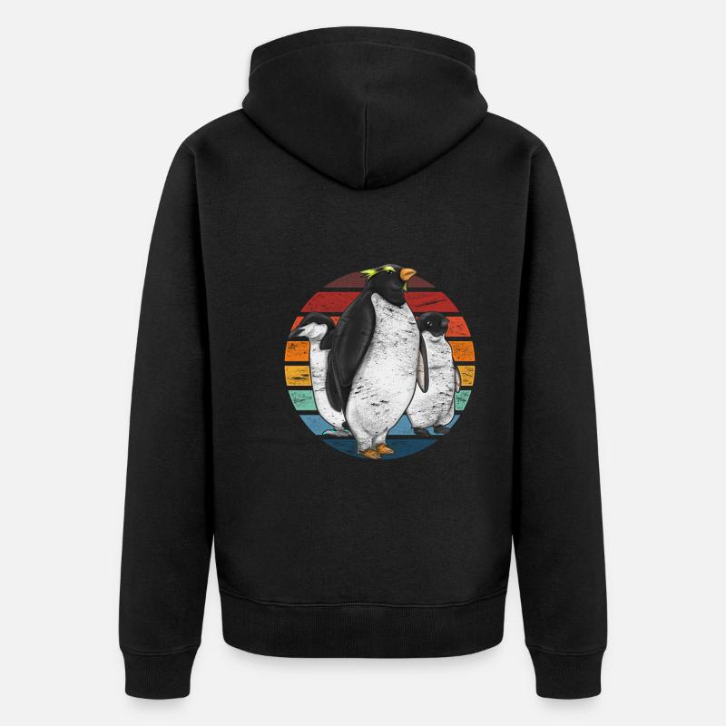 Pingouin rétro - Veste à capuche bio Premium Unisexe - noir