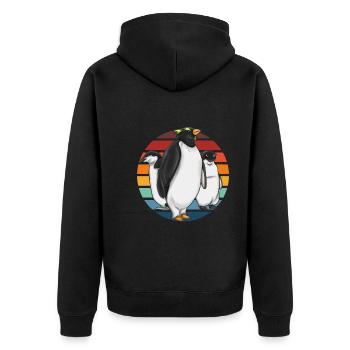 Antarctique Animal Zoo Oiseau Cadeau Pingouin Rétro - Veste à capuche bio Premium Unisexe - noir - Dos - Nico (187cm)