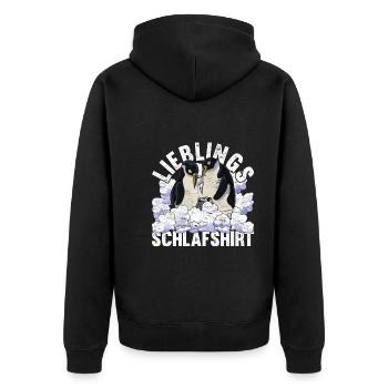 Nachteule Pinguin Geschenk Lieblings Schlafshirt - Unisex Premium Bio Zip Hoodie - Schwarz - Hinten - Nico (187cm)