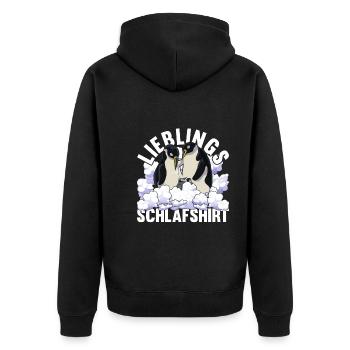 Lieblings Schlafshirt Tier Pyjama Geschenk Pinguin - Unisex Premium Bio Zip Hoodie - Schwarz - Hinten - Nico (187cm)