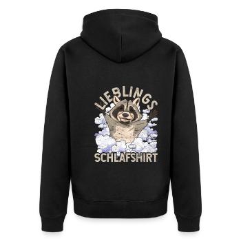 Nachteule Waschbär Geschenk Lieblings Schlafshirt - Unisex Premium Bio Zip Hoodie - Schwarz - Hinten - Nico (187cm)
