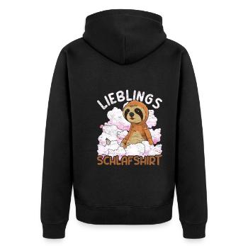 Nachteule Faultier Geschenk Lieblings Schlafshirt - Unisex Premium Bio Zip Hoodie - Schwarz - Hinten - Nico (187cm)