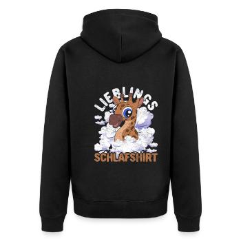 Nachteule Giraffe Geschenk Lieblings Schlafshirt - Unisex Premium Bio Zip Hoodie - Schwarz - Hinten - Nico (187cm)
