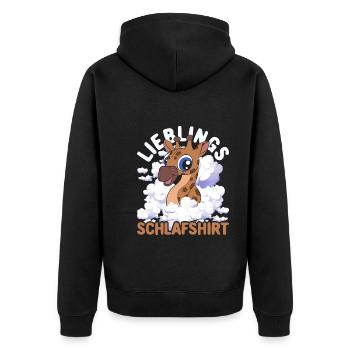 Lieblings Schlafshirt Tier Pyjama Geschenk Giraffe - Unisex Premium Bio Zip Hoodie - Schwarz - Hinten - Nico (187cm)