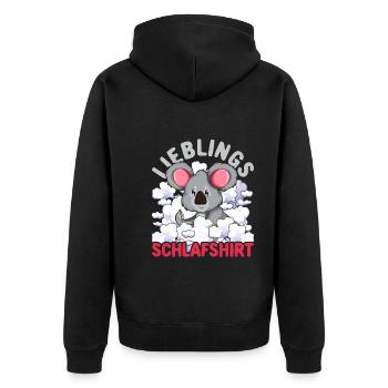 Lieblings Schlafshirt Tier Pyjama Geschenk Koala - Unisex Premium Bio Zip Hoodie - Schwarz - Hinten - Nico (187cm)