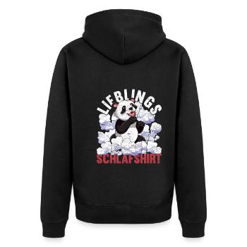 Nachteule Panda Geschenk Lieblings Schlafshirt - Unisex Premium Bio Zip Hoodie - Schwarz - Hinten - Nico (187cm)