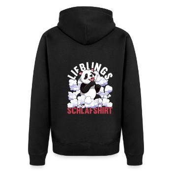 Lieblings Schlafshirt Tier Pyjama Geschenk Panda - Unisex Premium Bio Zip Hoodie - Schwarz - Hinten - Nico (187cm)