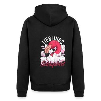 Nachteule Flamingo Geschenk Lieblings Schlafshirt - Unisex Premium Bio Zip Hoodie - Schwarz - Hinten - Nico (187cm)