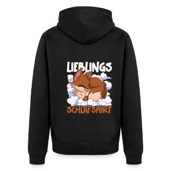 Lieblings Schlafshirt Tier Pyjama Geschenk Fuchs - Unisex Premium Bio Zip Hoodie - Schwarz - Hinten - Nico (187cm)