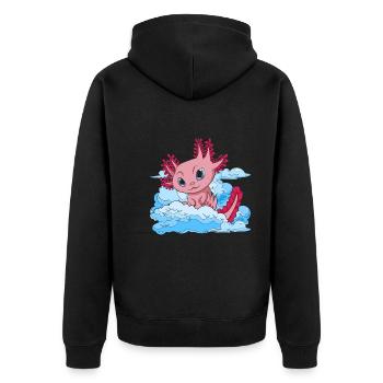 Amphibians Salamander Animal Gift Clouds Axolotl - Unisex Premium Organic Zip Hoodie - black - Back - Nico (187cm)