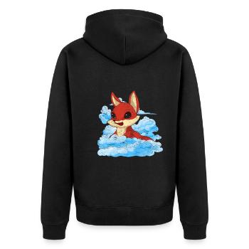 Forest Animal Nature Forest Dweller Gift Clouds Fox - Unisex Premium Organic Zip Hoodie - black - Back - Nico (187cm)