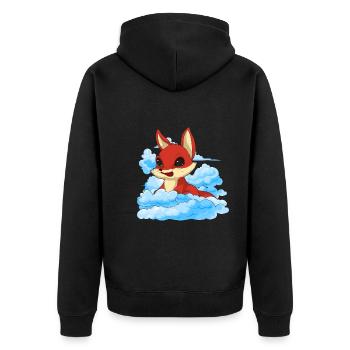 Forest Animal Lover Animal Lover Gift Cloud Fox - Unisex Premium Organic Zip Hoodie - black - Back - Nico (187cm)