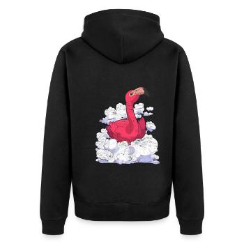 Tropischer Vogel Geschenk Wolken Rosa Flamingo - Unisex Premium Bio Zip Hoodie - Schwarz - Hinten - Nico (187cm)
