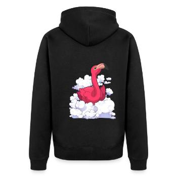 Exotisches Tier Geschenk Wolken Rosa Flamingo - Unisex Premium Bio Zip Hoodie - Schwarz - Hinten - Nico (187cm)