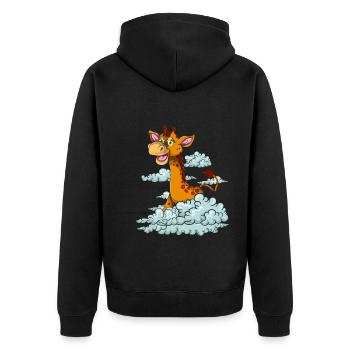 Africa Safari Zoo Animal Gift Clouds Giraffe - Unisex Premium Organic Zip Hoodie - black - Back - Nico (187cm)