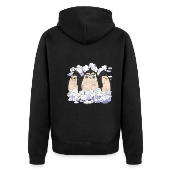 Antarctica Animal Zoo Bird Gift Clouds Penguin - Unisex Premium Organic Zip Hoodie - black - Back - Nico (187cm)