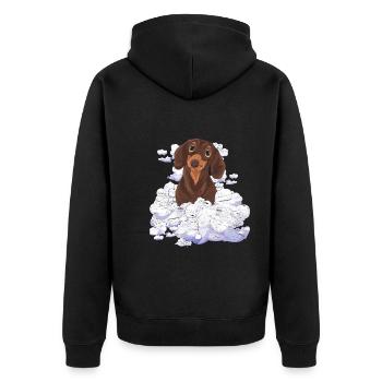 Dog Lover Dogs Gift Clouds Dachshund - Unisex Premium Organic Zip Hoodie - black - Back - Nico (187cm)