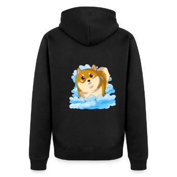 Dog Lover Kawaii Dogs Gift Clouds Shiba Inu - Unisex Premium Organic Zip Hoodie - black - Back - Nico (187cm)