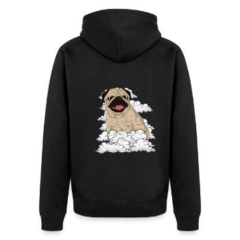 Dog Lover Dogs Pet Gift Clouds Pug - Unisex Premium Organic Zip Hoodie - black - Back - Nico (187cm)