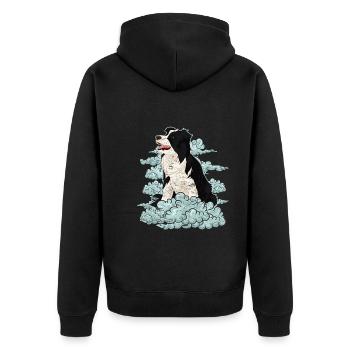 Dog Lover Dogs Gift Clouds Border Collie - Unisex Premium Organic Zip Hoodie - black - Back - Nico (187cm)