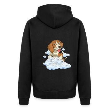 Dog Lover Clouds Dogs Gift Beagle - Unisex Premium Organic Zip Hoodie - black - Back - Nico (187cm)