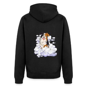 Pet Cloud Dogs Gift Australian Shepherd - Unisex Premium Organic Zip Hoodie - black - Back - Nico (187cm)