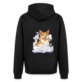 Dog Lover Dog Pet Gift Cloud Corgi - Unisex Premium Organic Zip Hoodie - black - Back - Nico (187cm)