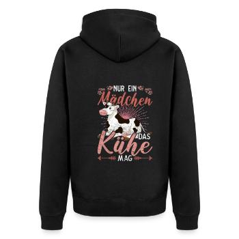 Nur ein Mädchen das Kühe mag Bauernhof Tier Kuh - Unisex Premium Bio Zip Hoodie - Schwarz - Hinten - Nico (187cm)