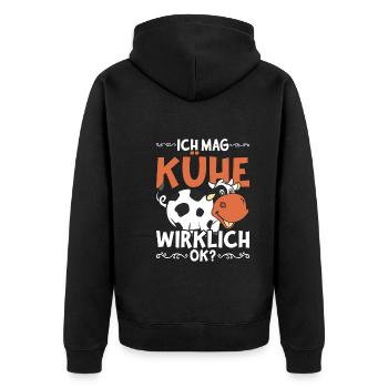 Bauernhof Tier Bauer Kühe Lustiges Geschenk Kuh - Unisex Premium Bio Zip Hoodie - Schwarz - Hinten - Nico (187cm)