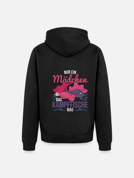 Nur ein Mädchen das Kampffische mag Kampffisch - Unisex Premium Bio Zip Hoodie - Schwarz