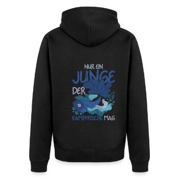 Nur ein Junge der Kampffische mag Ozean Kampffisch - Unisex Premium Bio Zip Hoodie - Schwarz - Hinten - Nico (187cm)