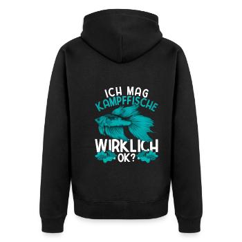 Tier Geschenk Lustiges Siamesischer Kampffisch - Unisex Premium Bio Zip Hoodie - Schwarz - Hinten - Nico (187cm)