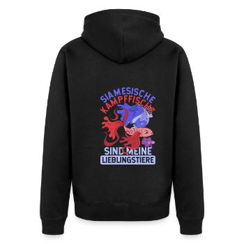 Ozean Tier Meerestier Geschenk Lustiges Kampffisch - Unisex Premium Bio Zip Hoodie - Schwarz - Hinten - Nico (187cm)