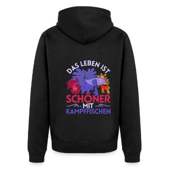 Meeresbewohner Geschenk Siamesischer Kampffisch - Unisex Premium Bio Zip Hoodie - Schwarz - Hinten - Nico (187cm)