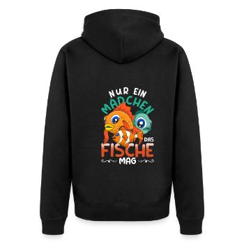Angler Fischzüchter Fischer Mädchen Geschenk Fisch - Unisex Premium Bio Zip Hoodie - Schwarz - Hinten - Nico (187cm)