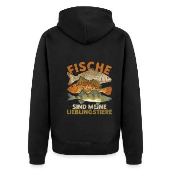 Fische sind meine Lieblingstiere Lustiges Fisch - Unisex Premium Bio Zip Hoodie - Schwarz - Hinten - Nico (187cm)