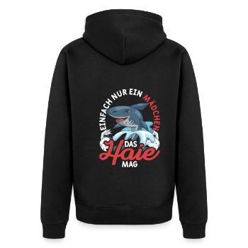 Ozean Tier Meeresbewohner Mädchen Geschenk Hai - Unisex Premium Bio Zip Hoodie - Schwarz - Hinten - Nico (187cm)